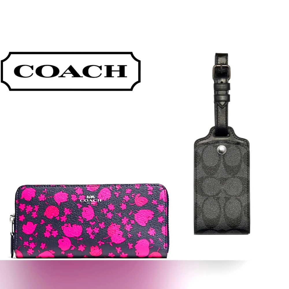 😍NEW COACH LUGGAGE TAG & EUC COACH WALLET BUNDLE